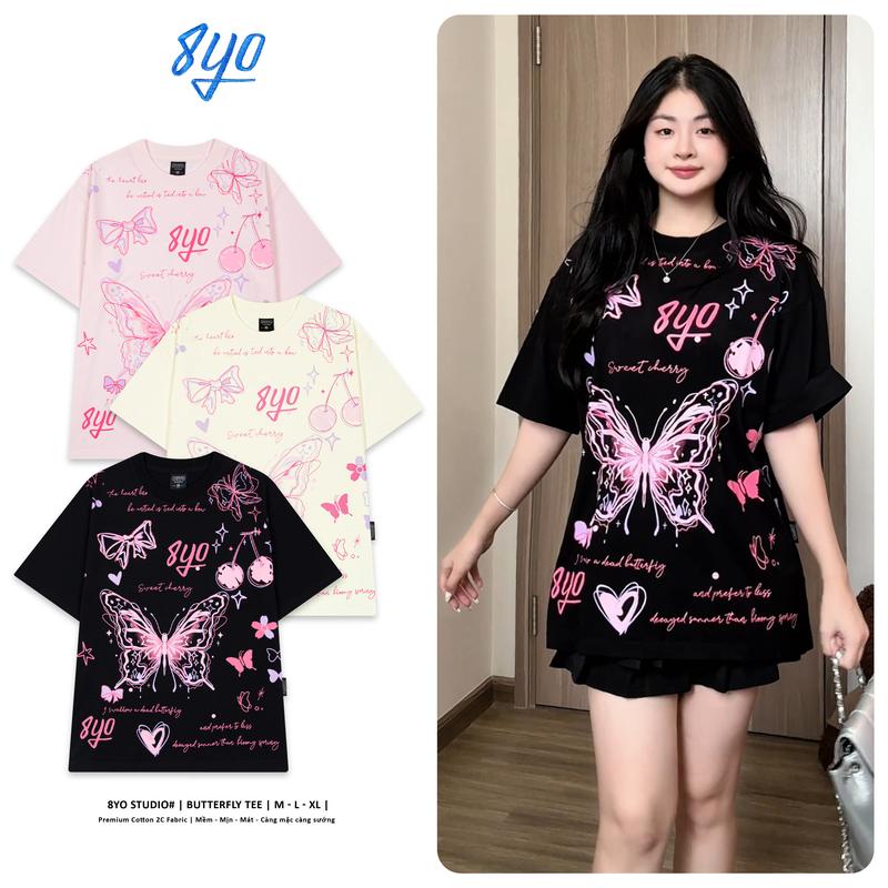  Áo Thun 8YO BUTTERFLY Tee Cotton Mềm Mịn Mát - Áo Phông Cổ Tròn Local Brand Unisex Nam Nữ Form Rộng 