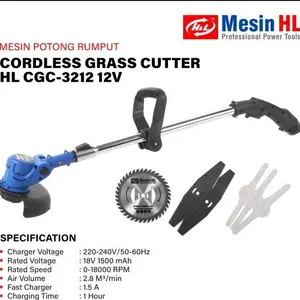 JLD Mesin Potong Rumput Baterai Cordless 12 Volt Brush Cutter Uchida Black