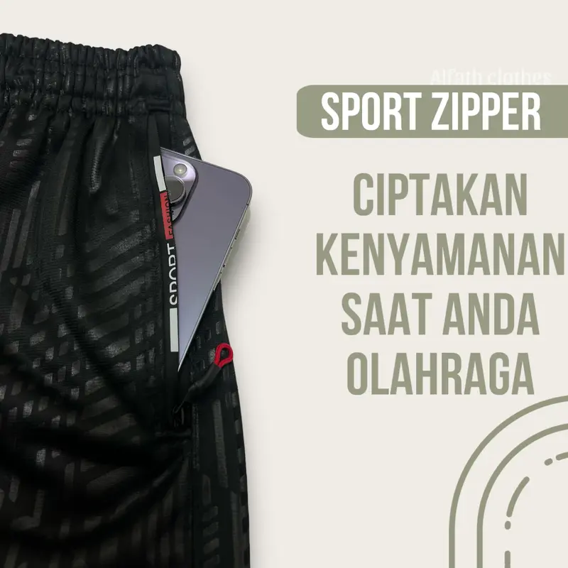 Paket 90 Ribuan 3 Pcs Celana Pria Running Gym Emboss Tebal Olahraga Sport Zipper Alfath Polyster Parasut 1