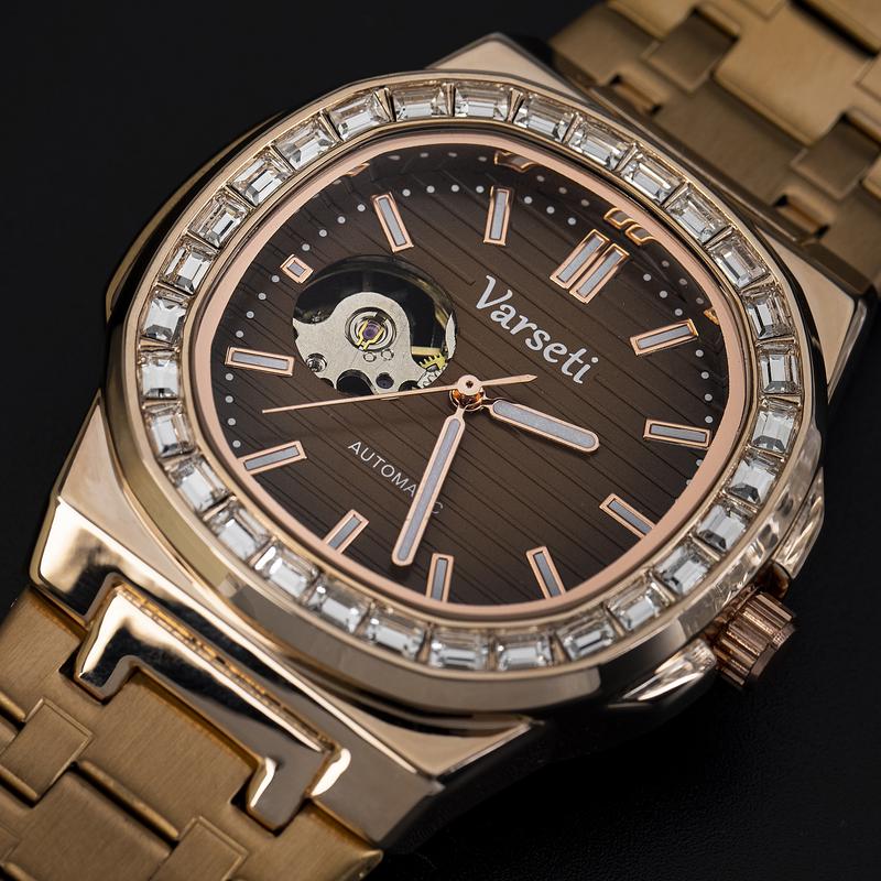 MS STORE x VŨ VĂN KHẢI Đồng Hồ Nam Varseti Phiên Bản Đính Đá Cao Cấp Lộ Cơ Thời Trang – M210