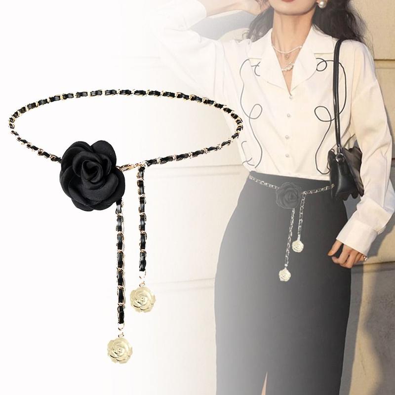 Product Introduction of Dây Chuyền Đeo Hông Hoa Trà, Thời Trang Nữ, Dễ Phối Đồ Thiết Kế Sang Trọng, Dây Thắt Lưng Dây Chuyền Xích Kim Loại, Thắt Lưng Dây Chuyền Hoa 10