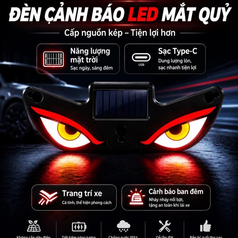 Đèn LED Cảnh Báo KHI RUNG Hình Đôi Mắt TẶNG CẶP DÁN HỖ TRỢ DÁN XE TRONG TÚI MÀU…