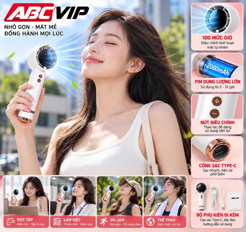 QUẠT CẦM TAY MINI ABCVIP – QUẠT ĐIỆN CẦM TAY NHỎ GỌN, GIÓ MÁT MẠNH, TIỆN LỢI MANG THEO (MỖI KHÁCH HÀNG CHỈ ĐƯỢC ĐẶT 1 SẢN PHẨM)