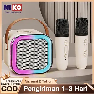 (COD) K12 Speaker Bluetooth Karaoke set 2Mic / 1mic All In One K1 Set MINI Speaker Karaoke Microphone