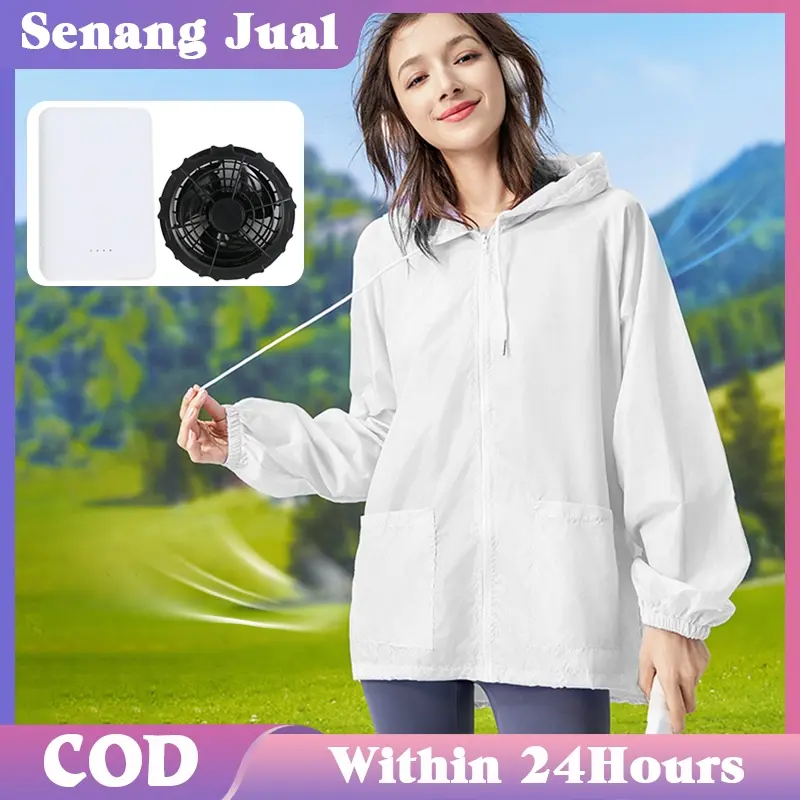 1Set Jaket Kipas Jaket Ac Jacket Pelindung Matahari Jaket Wanita Pria Anti Uv