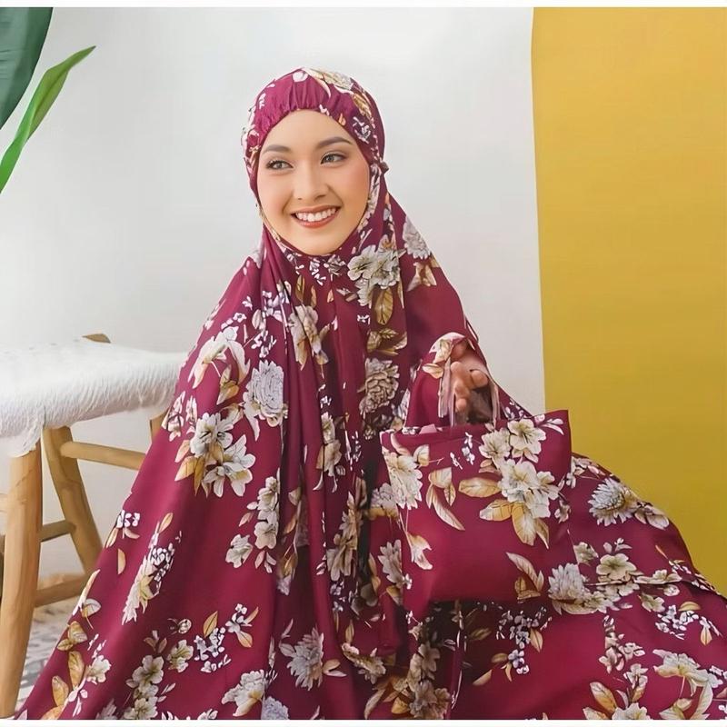 Product Introduction of Mukena Dewasa Katun Premium Bunga Sakura Travelling Mewah Mukena Adem Motif Katun Bali Mukenah Muslim Renda Cantik Wanita Nyaman viscose rayon zura pink 14