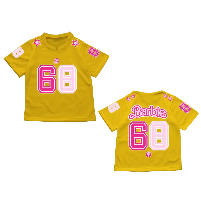 Kaos anak perempuan model jersey printing sablon barbie V1 umur 1-12 tahun bahan halus menyerap keringat  Distro Laki-Laki Minnie Cotton 4
