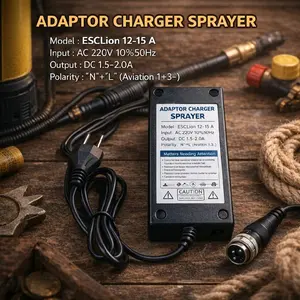 Adaptor Charger Sprayer ESCLion 12-15 A Input AC 220V 10%50Hz Output DC 1.5-2.0A Polarity N+L Aviation 1+3
