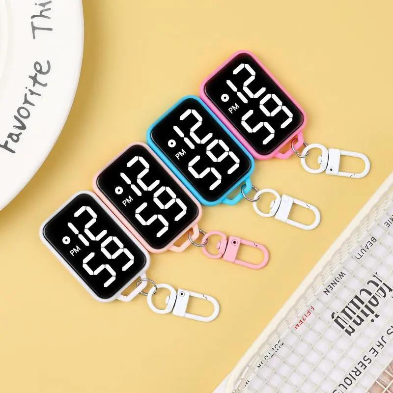 Đồng hồ bỏ túi kỹ thuật số Keyring dạ quang hiển thị cảm ứng điều khiển mini đồng hồ điện tử để sử dụng ban đêm ánh sáng yếu(Fast shipping)