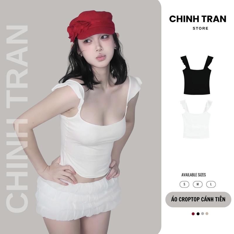   MÀU MỚI  Áo Croptop Cánh Tiên Ôm Body Chất Thun Cotton Co Giãn Mềm Mát Nữ Tính 