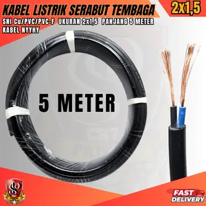 Kabel Listrik Serabut Tembaga murni 2x1.5mm Tersedia ukuran 5meter,10meter,15meter,20meter,25meter
