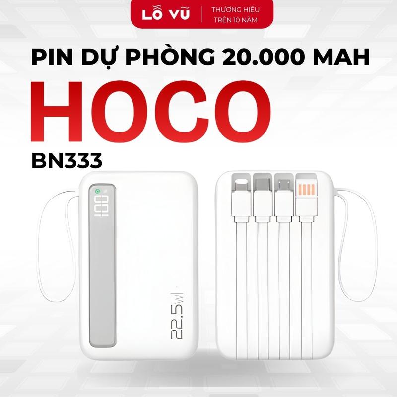  Pin sạc dự phòng 20.000 mAh HOCO BN333 Sạc nhanh 22.5W 2 cổng input Type.C & Micro-USB & USB-A - Phụ kiện điện thoại Lỗ Vũ 1 vuabanlo levu01 