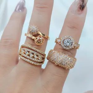 CINCIN WANITA DAUN TULIP LILIT BOBA GELOMBANG TETES AIR PERMATA PERHIASAN TAHAN LAMA -GUDANGPERHIASAN887 Rings