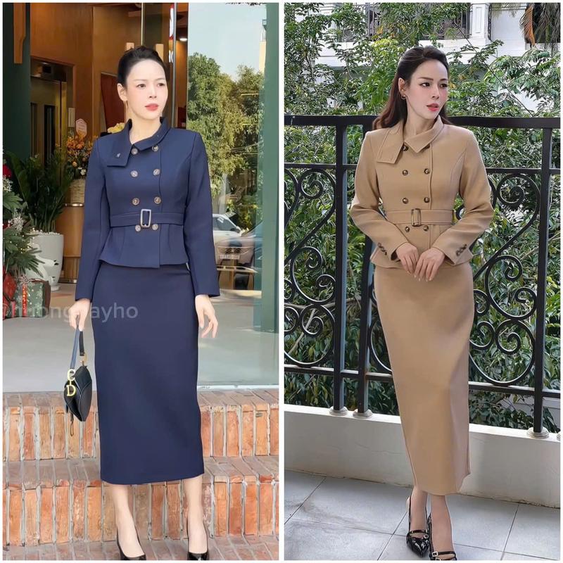    NEW   LYNA x Hương Hay Ho - B98  - Set Váy Dáng Dài Mix Áo Thiết Kế Kèm Đai Thanh Lịch 