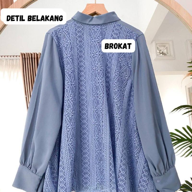Xoba LD 110,116 cm dan LD 120 cm 3544 Atasan Wanita Blus Poka Baju Panjang Kasual Brokat Renda 2