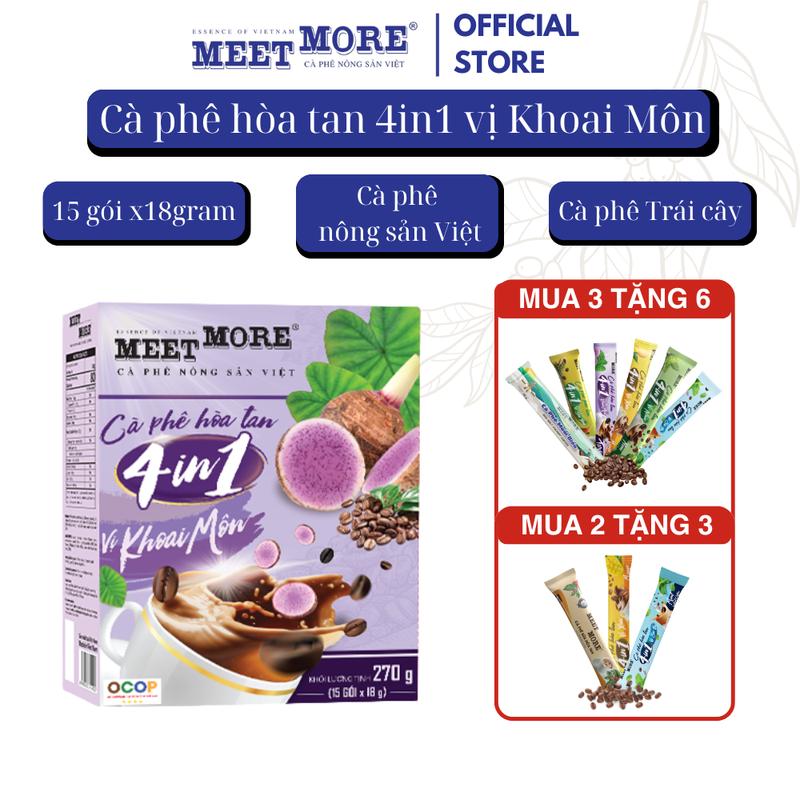 Hộp Cà Phê Hòa Tan Vị Đậu Xanh 4in1 Meet More - Cà phê nông sản Việt