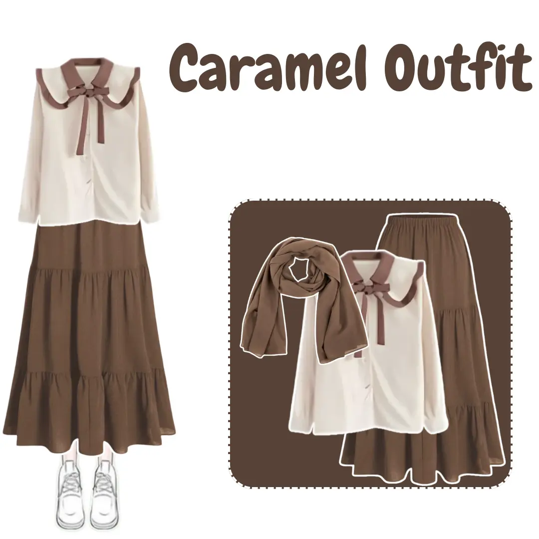 Outfit Hijab OOTD Terbaru (Ceria Top Blouse Sailor Pasmina Ceruty Rok Susun 4 Clara) | BS170 Lembut Cantik