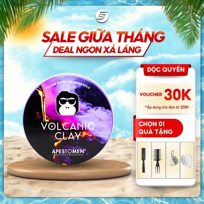 Sáp vuốt tóc Volcanic Clay - Hỗ trợ chăm sóc tóc - Giữ nếp khoảng 8 đến 12h, kiềm dầu và mồ hôi dành cho tóc dày - Dưỡng Tóc - Tem song mã - Tặng kèm lược