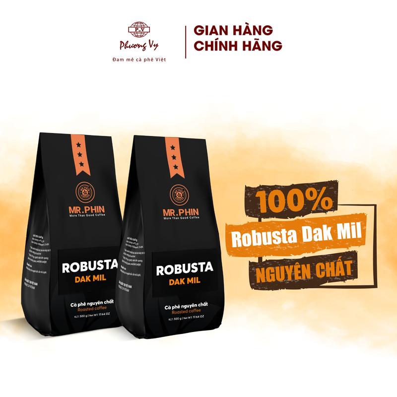 COMBO 2 Cà Phê Mr. Phin  ROBUSTA DAK MIL 500g cho quán, take away, cafe đậm đà, không chua, Phương Vy Coffee