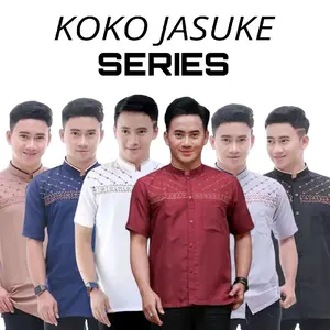 Baju Koko Lengan Pendek Pria Dewasa Motif Jasuke Bordir Katun Matt