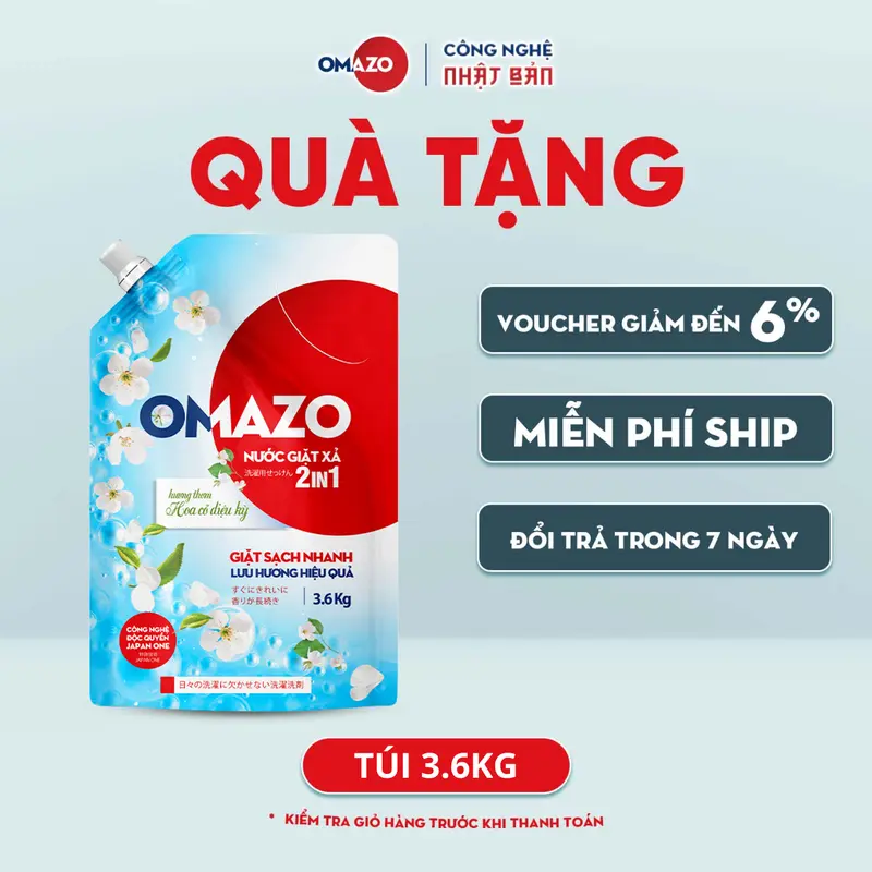 [GIFT] Túi Nước Giặt Xả Omazo Đậm Đặc Hương Hoa Cỏ Diệu Kỳ Lưu Hương Và Làm Sạch Hiệu Qủa 3.6kg 0