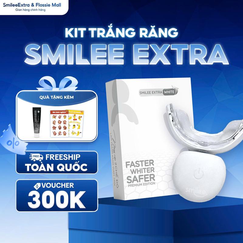 [VOUCHER ĐỘC QUYỀN] Bộ Kit Hỗ Trợ Làm Trắng Răng Smilee Extra White (Phiên bản cải tiến)  - Bảo hành 12 tháng + 1 KEM ĐÁNH RĂNG, 2 STICKERS I #KITEX