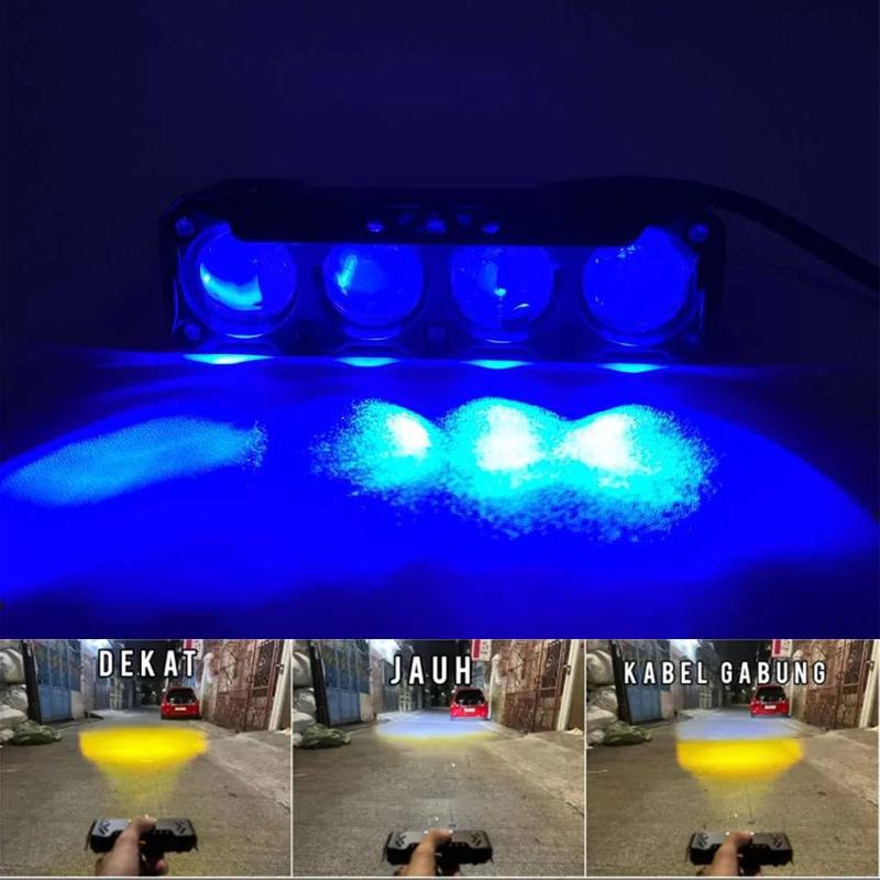 Product Introduction of Lampu Sorot SQL 4 Mata D3 Plus Devil Eye 12V-24V Jauh Dekat 2 Warna Lampu Kabut SQL 2 Warna Plus Devil Motor Mobil Bis Truk 17