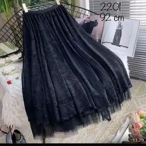 Bellalunabutik - Rok Brukat ada furing Pinggang karet Panjang Motif 2025