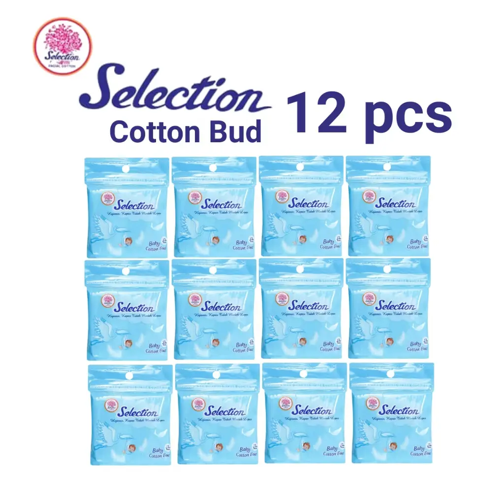 Selection Cotton Bud Baby (1 LUSIN) | 100% Kapas Murni Kapas Tidak Mudah Lepas