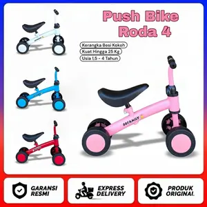 Sepeda Mini Anak Push Bike tanpa pedal Roda Empat Balence Bike Tricycle Ban Plastik Kursi Nyaman Rangka Kuat Mudah Pemasangan Pegangan Antislip Kemudi Dibelok-belok Variasi Warna MERAH PINK PUTIH BIRU