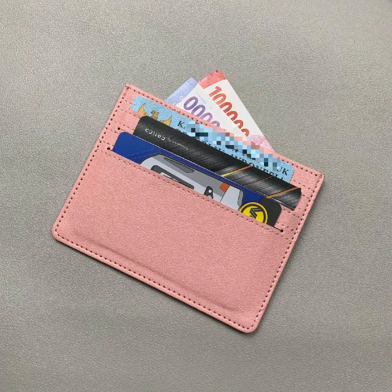 Prade Luxser Dompet Kartu Polos Kulit Mini - 6 Slot Simpan Kartu Sisi Bolak Balik - Unisex - Dompet Elegan untuk Pria Wanita 3