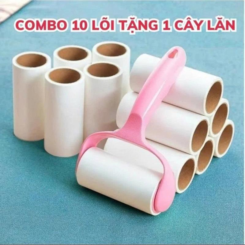  Combo 10 Lõi Lăn Bụi Tặng 1 Cây Lăn 10cm Dính Keo  Làm Sạch Quần Áo Chăn Nệm Thân Thiện Không Gây Độc Hại 