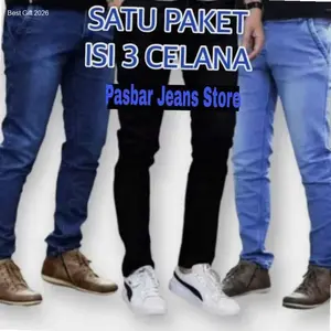 HEMAT Satu Paket isi tiga Celana Jeans Pria Dewasa Keren Gaul Bahan Ngaret Model Pensil Slim Fit - Jins Panjang Cowok Terbaru - Jens Pria Panjang Dewasa - Celana Panjang Pria Denim Tanta Harapan | Hot Item