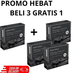 Promo Beli 3 Gratis 1/ Sabun Perawatan Wajah dan Kulit Hanasui Bamboo Charcoal with scrub / Sabun Pembersih Wajah dan Kulit Pria Wanita