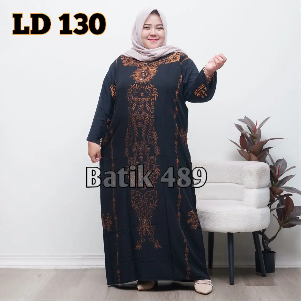 Daster Jumbo Long Dress Lengan Panjang Bahan Rayon Cocok Untuk Busui Bumil