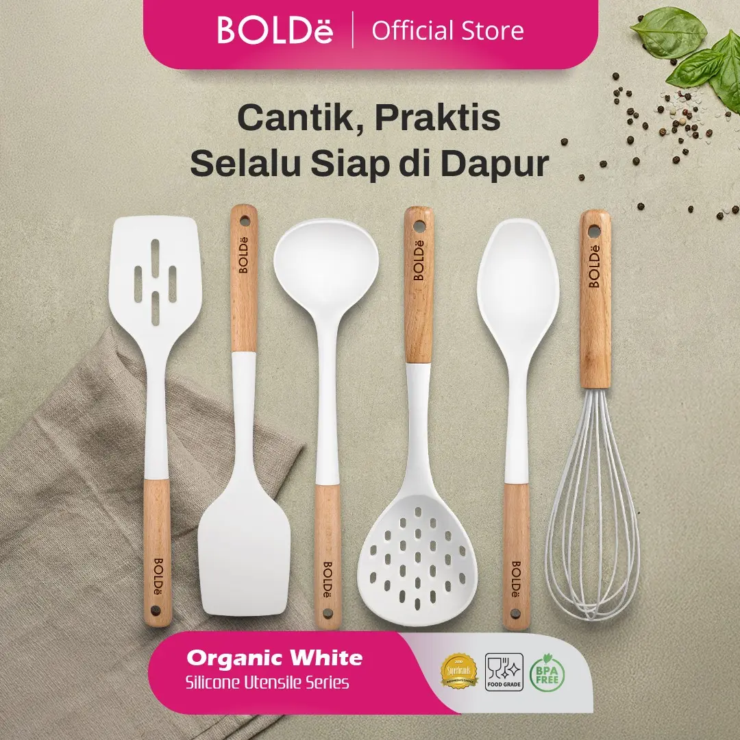 BOLDe Organic White Silicone Utensile Series