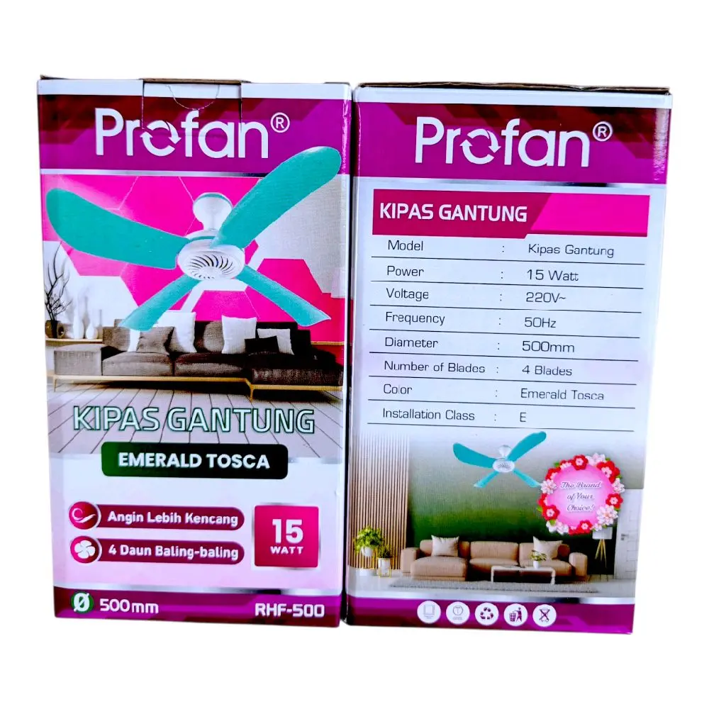 KIPAS ANGIN GANTUNG  Ceiling Fan Type 15 dengan 4 Daun Kipas 500mm