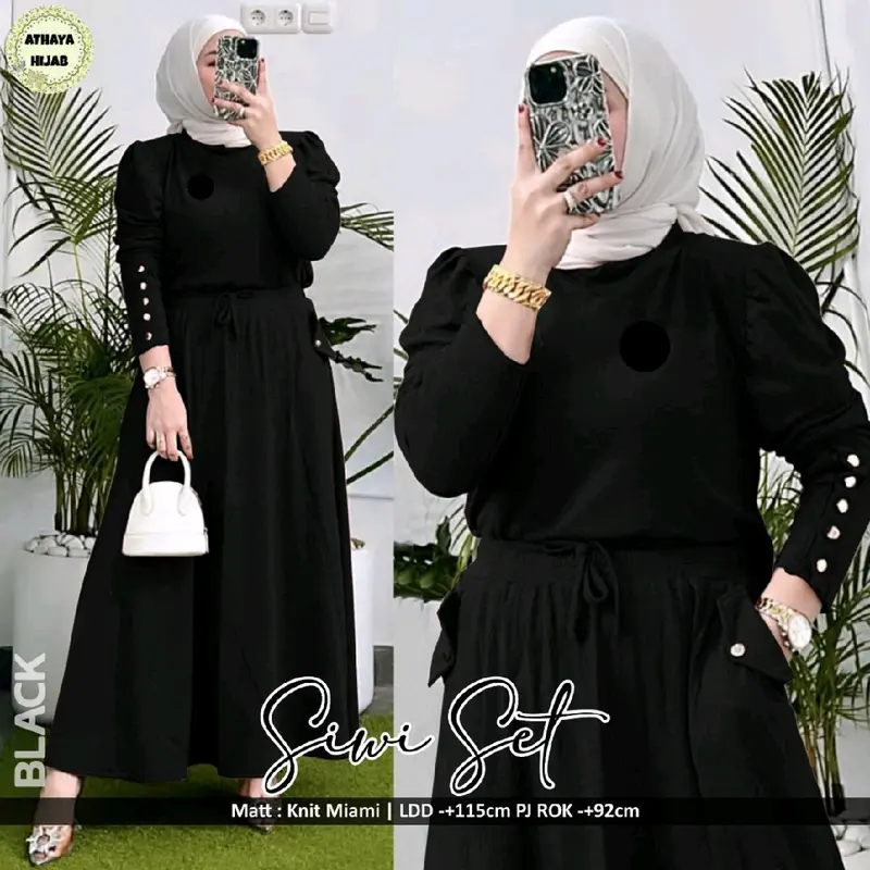 Siwi set bahan kaos premium aksen kancing fariasi Baju Muslim 2