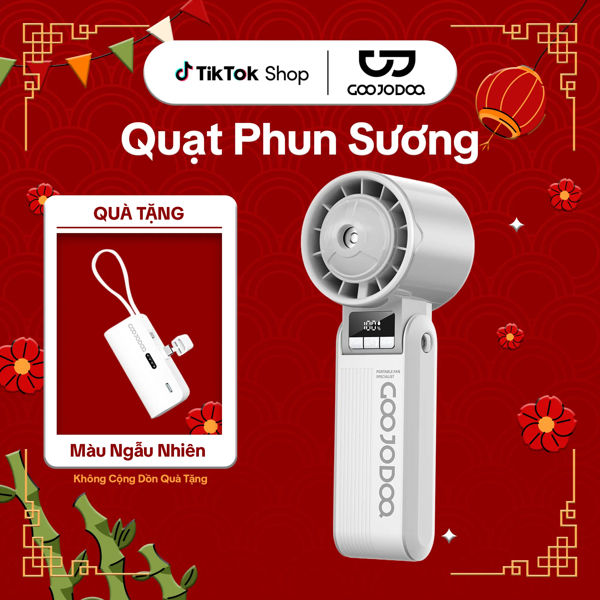[GOOJODOQ*KOC/KOL] COMBO Quạt cầm tay phun sương tặng sạc dự phòng,luồng gió mạnh,góc gập lên đến 100 độ,100 mức độ gió ,Dây đeo có rảnh tay | BigBuy360 - bigbuy360.vn