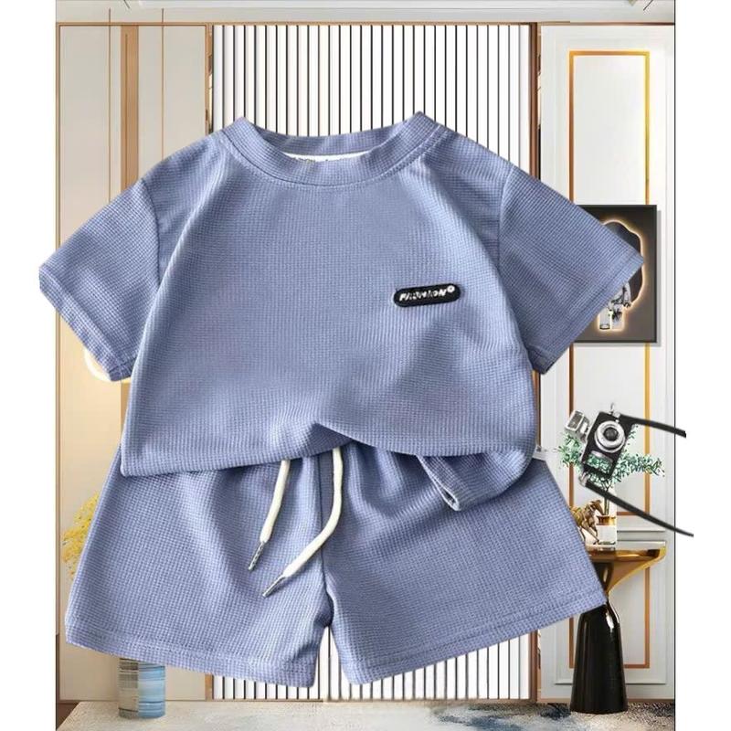 Bộ quần áo cộc tay mùa hè bé trai 17-45kg,set đồ hàn quốc.cho bé trai chất cotton tổ ong,Bộ quần áo mặc hàng ngày.Set quần áo trẻ em outfit. bococtay chobe 2025 quanaobetrai
