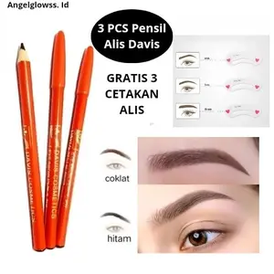 3 Pcs Pensil Alis Davis Hitam Coklat (GRATISS CETAKAN ALIS 3IN 1)