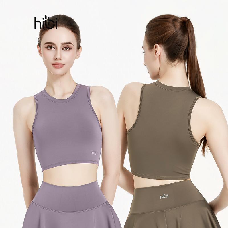 Áo croptop tập Yoga Gym Hibi Sports CR844 Kiểu ba lỗ, kèm mút ngực, chất vải cao cấp Lu Fabric