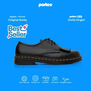 Sepatu Boots Pria Portee OG Derby – Formal Looks, Casual Feels | Sepatu Kuliah, Kerja, Nongkrong | Sepatu Wisuda | Sepatu kondangan |  Men Shoes | Sepatu Kulit Sintetis Pantofel Kasual Hitam