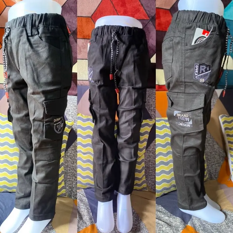 Celana Kargo Anak Cowok usia 4-15 Tahun / Celana Chinos Panjang Anak / Celana Anak Murah / Celana Chino Cargo Anak / Celana Jeans Anak Laki / Celana Jeans Panjang Anak Laki-Laki / Celana Chino Anak Cowok Fashion Bordir Terbaru (Coklat, Hitam, Abu-Abu) 4