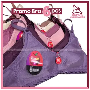 BH Sport / Bra Sport Paket Bundle 6pcs Bahan Katun Size 36 38 40 & 42 Wanita