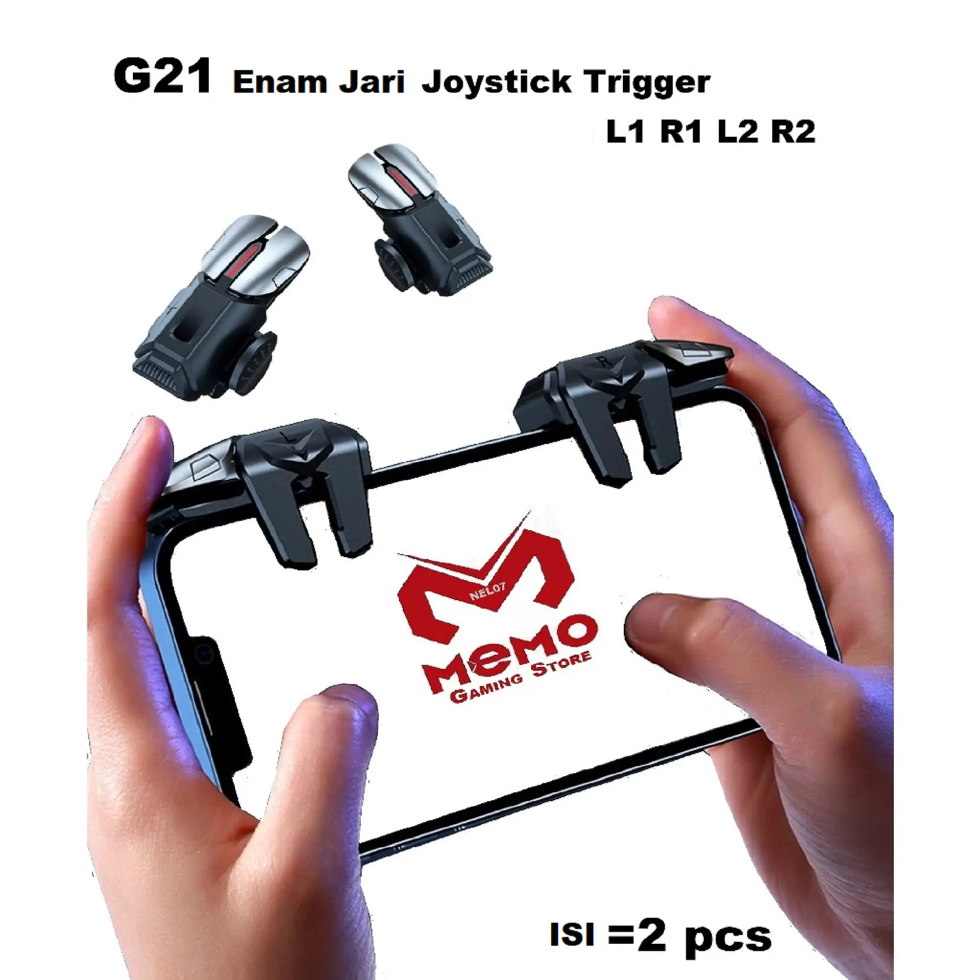 Original G21 Gaming Adjustable Controller L1 R1 L2 R2 Joystick Six Finger Trigger Firing Gamepad Ponsel Accessories Wireless Bluetooth