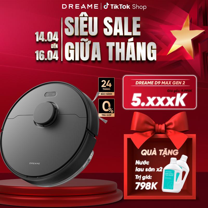 [TẶNG 2 Nước lau 1L] Robot hút bụi lau sàn Máy Hút Bụi Làm Sạch thông minh Dreame D9 Max - Hàng chính hãng - Phiên bản quốc tế