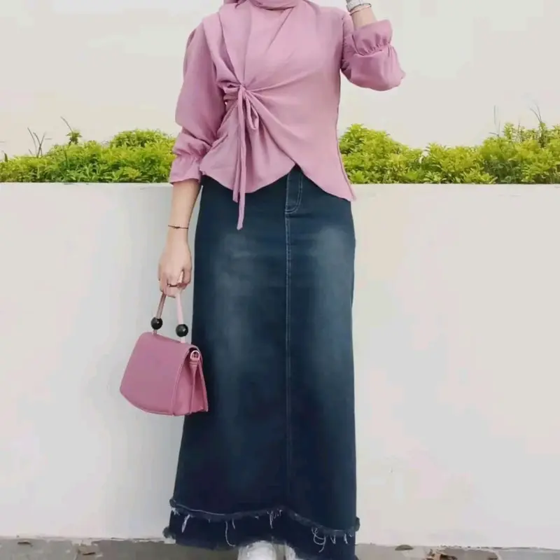 Blouse Polo Linen Belah depan tali  Baju atasan Wanita 2