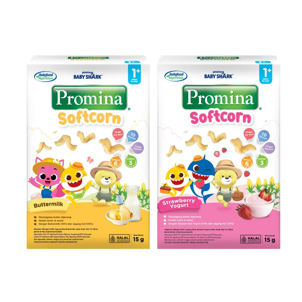 Promina Softcorn / Snack Anak 1+ / 15g Crunchies Buttermilk / Strawberry Yogurt bb booster bayi biskuit