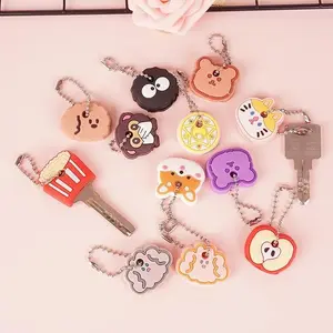 1Pc Cute Cartoon Keychain Silicone Cat Dog Protective Key